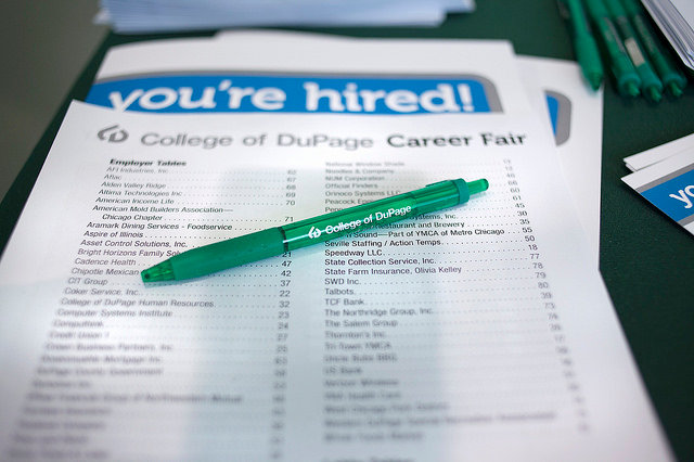 image of career fair resume hired college of dupage pen