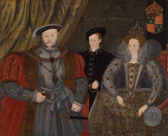 Henry VIII Edward VI Elizabeth I The Virgin Queen Oil on Panel