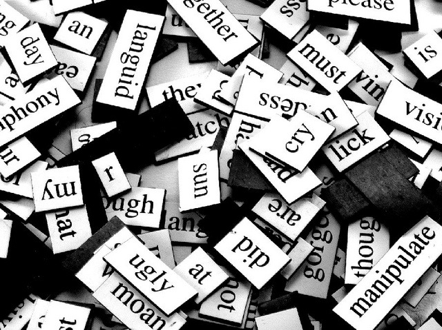 Group of English words magnets