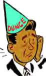 Man wearing dunce hat