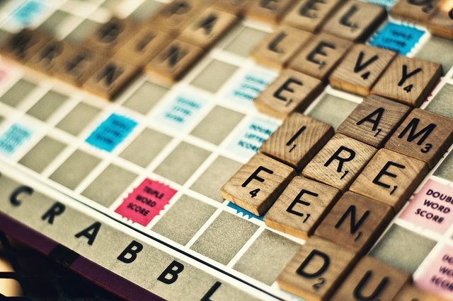 English vocabulary on Scrabble board game