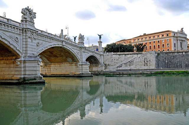 The Ponte Vittorio Emanuele II bridge in Italy that crosses the Tiber River