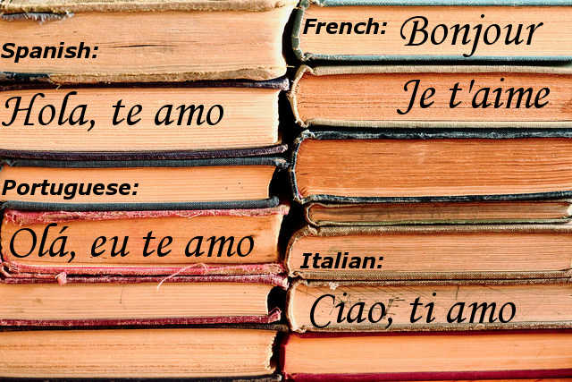 Greetings and I Love You in Spanish French Italian Portuguese, books, romance languages
