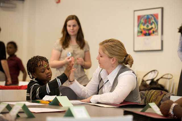 Child being tutored 