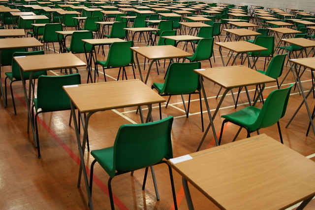 Classroom with empty desks