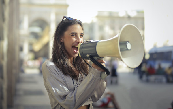 Woman Using Megaphone