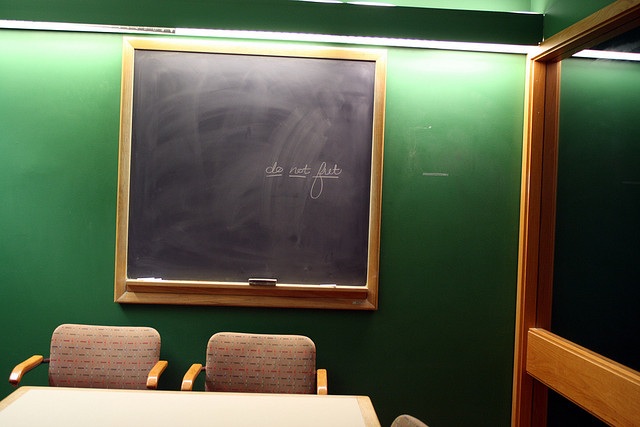 Classroom chalkboard with English words
