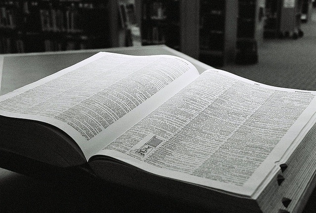 English dictionary on a table in the library