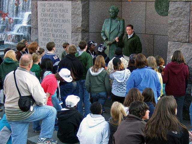 Tour group at the FDR Memorial