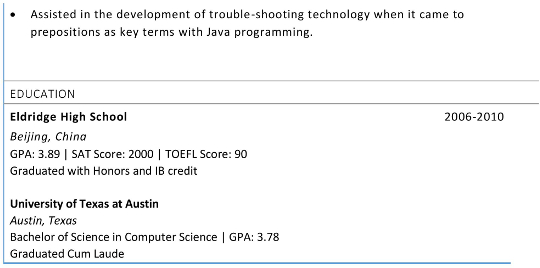 Sarah Qi Resume Page 2 Sample