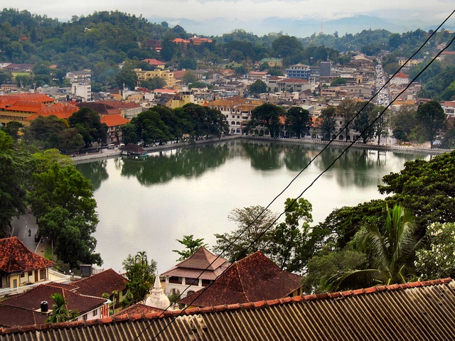 A view across the lake towards the city of Kandy, Sri Lanka