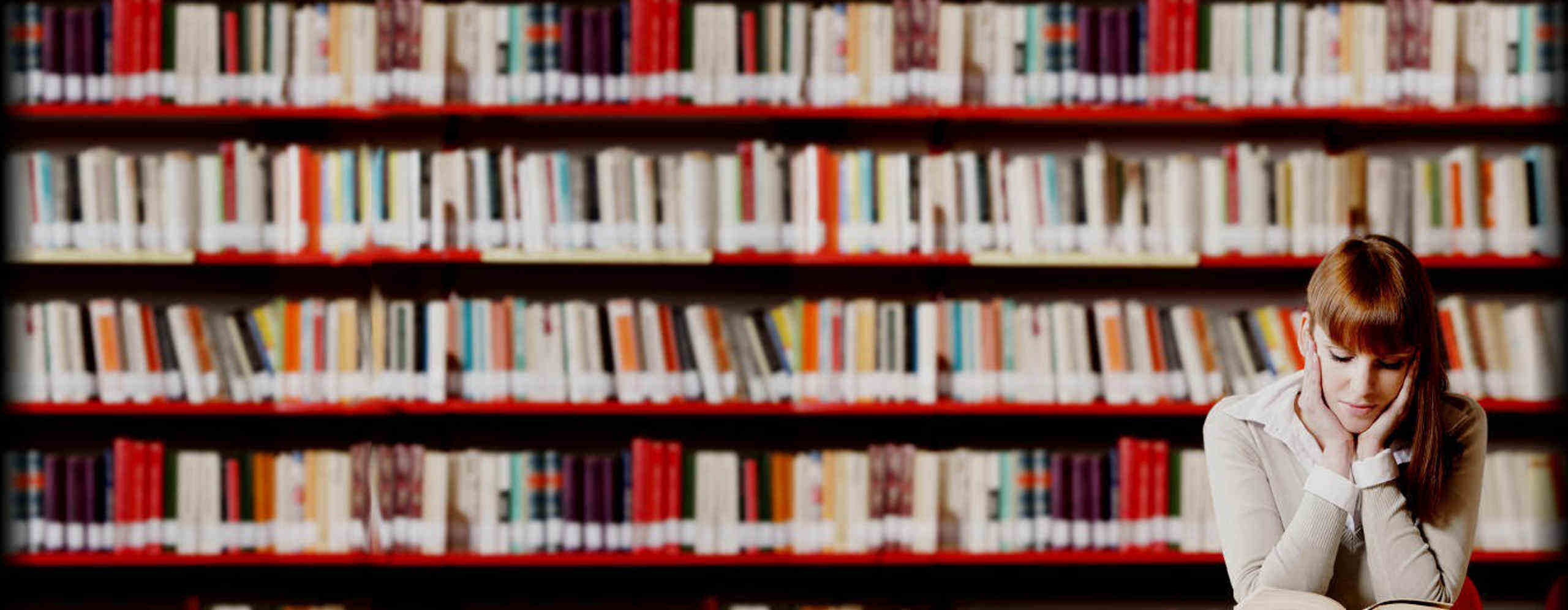 Girl reading in library