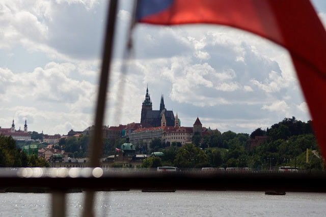 A view of the Czech castle in Prague from the Vitava River