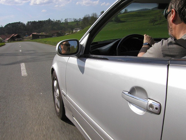 Driving down a country road in Switzerland