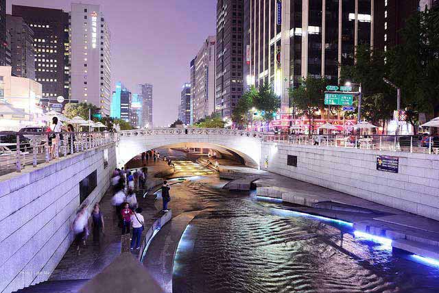 City bridge in Cheonggyecheon, Seoul Korea