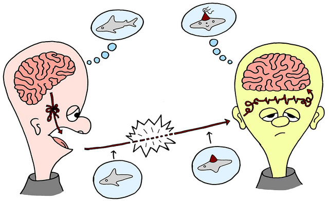 Two people communicating with their brains