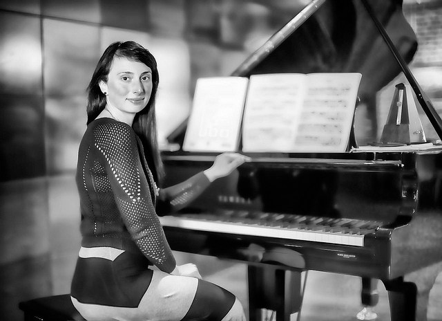 The Piano Teacher Monochrome black and white image 
