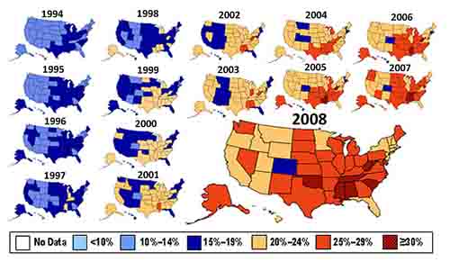 Map of Fattest US States